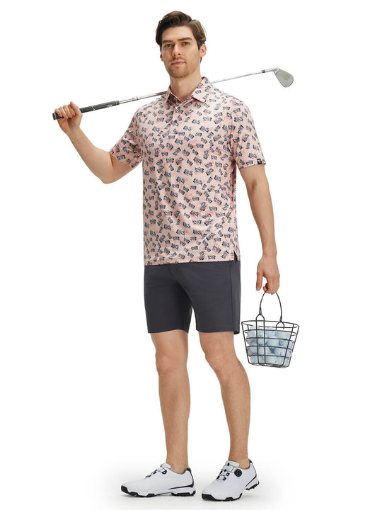 Print Performance Golf Shirt For Men-Pineapple