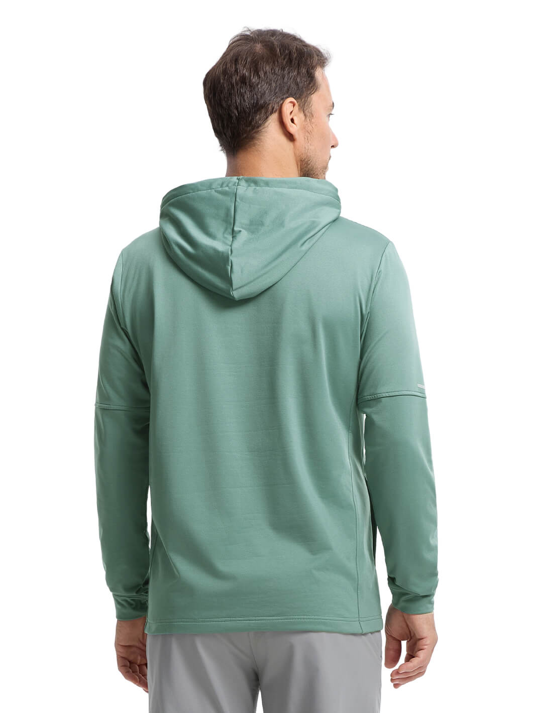 Solid Performance Fleece Golf Hoodie For Men-Silver Pine