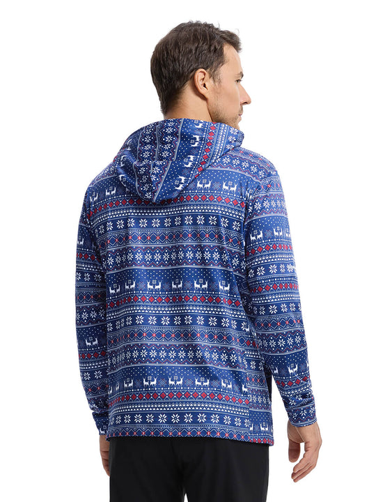 Print Performance Fleece Golf Hoodie For Men-Christmas