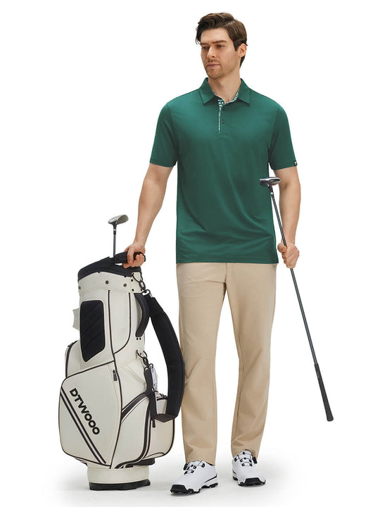 Designed Collared Solid Performance Golf Shirt For Men-Nordic Pine Green