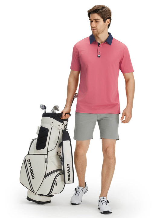Tech Pique Performance Golf Shirt For Men-Cranberry