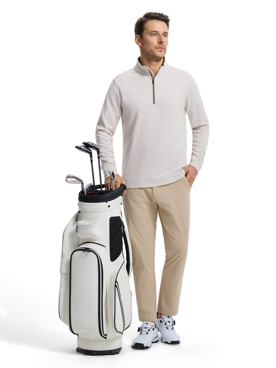 Herringbone Performance Golf Quarter Zip For Men-Desert