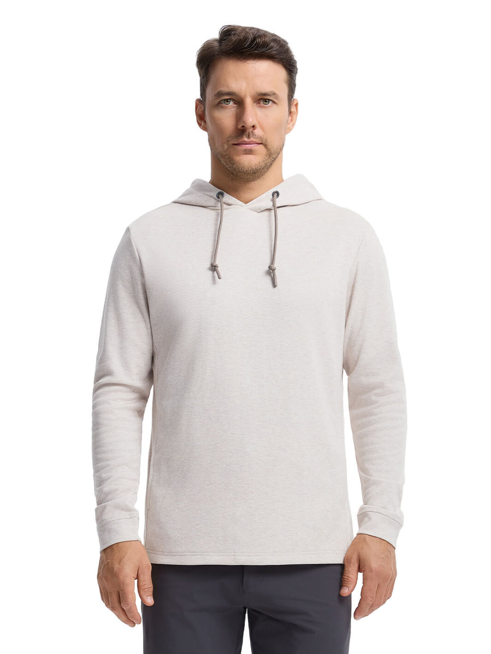 Herringbone Performance Golf Hoodie For Men-Desert