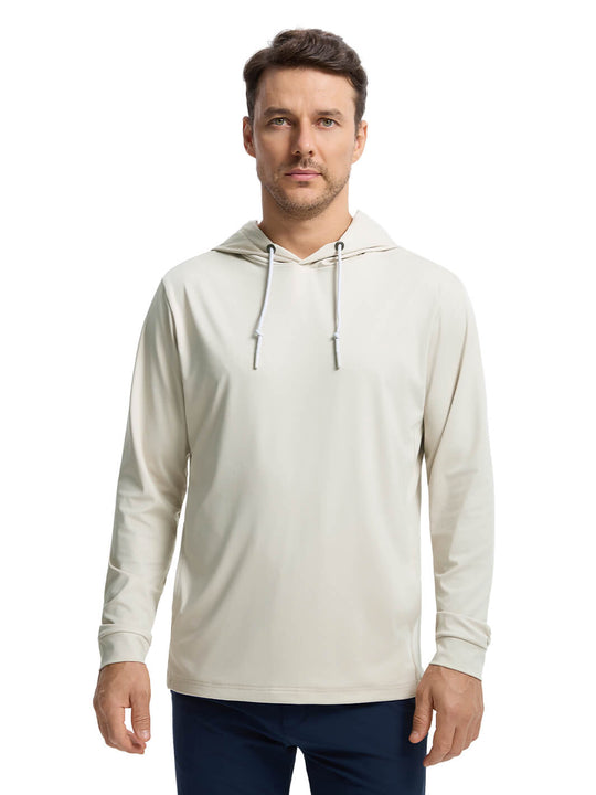 Solid Performance Golf Hoodie For Men-Sandshell