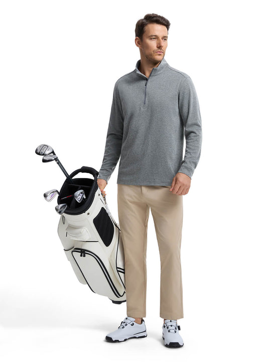 Herringbone Performance Golf Quarter Zip For Men-Dark Gray