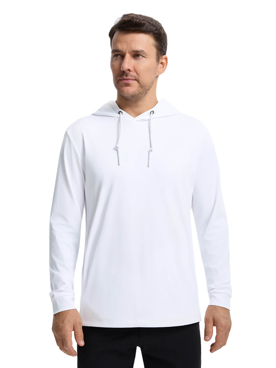 Solid Performance Golf Hoodie For Men-Pure White