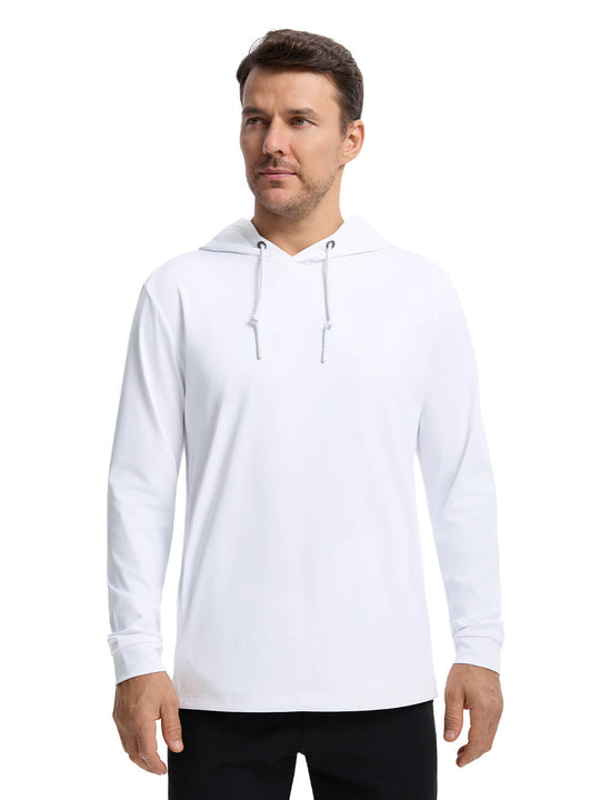Solid Performance Golf Hoodie For Men-Pure White
