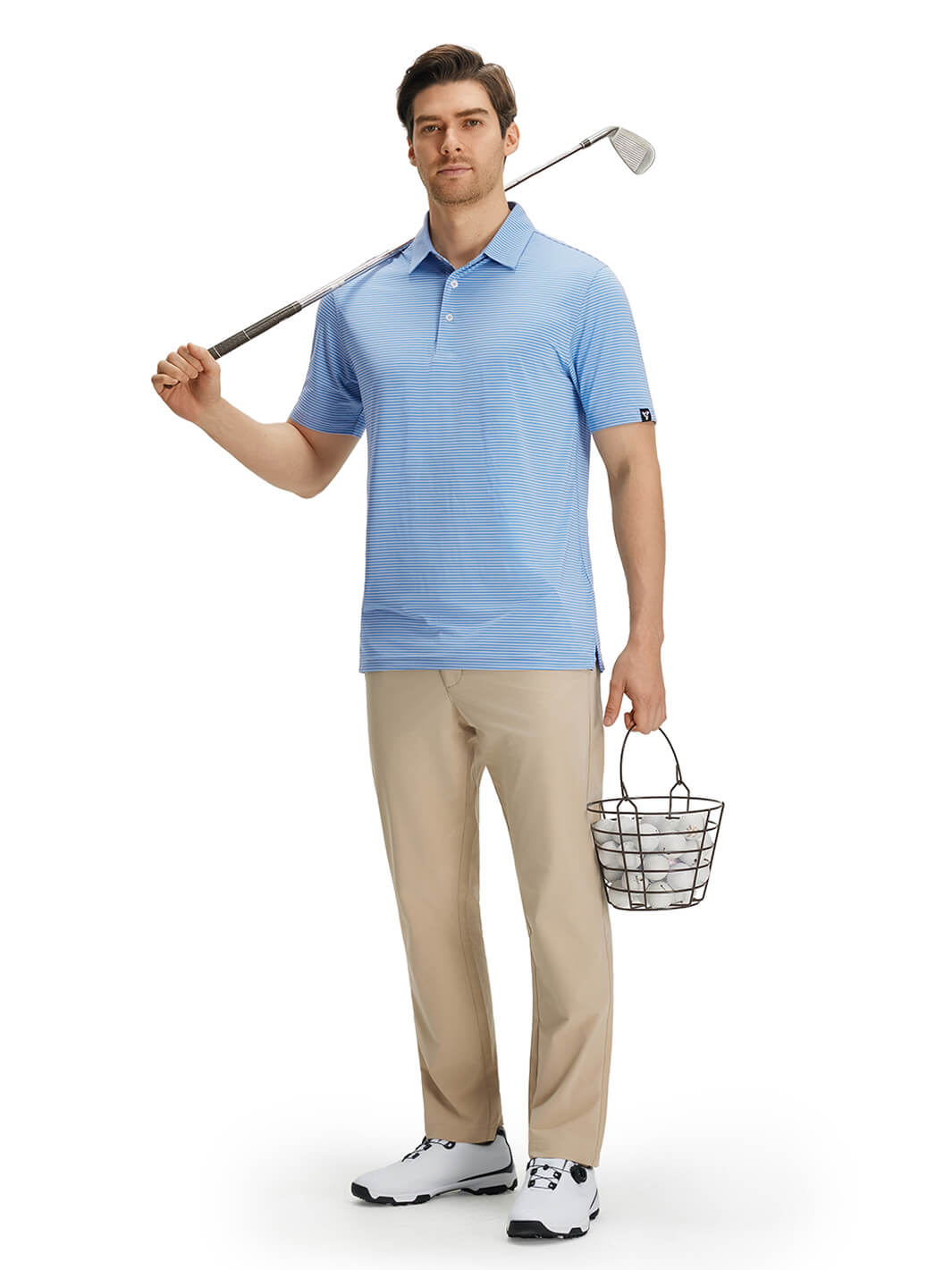 Striped Performance Golf Shirt For Men-Sailor Blue
