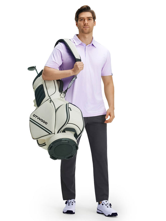 Designed Collared Solid Performance Golf Shirt For Men-Purple Petals