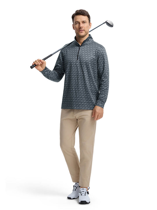 Print Performance Golf Quarter Zip For Men-Kaleidoscope
