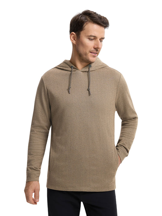 Herringbone Performance Golf Hoodie For Men-Caramel