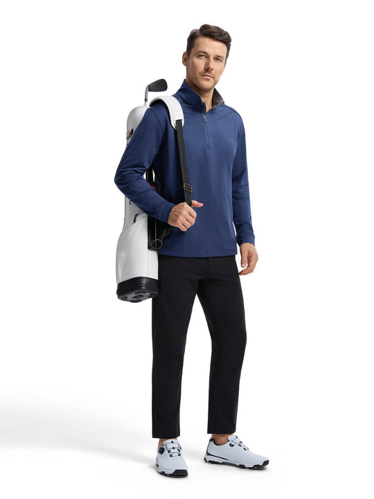 Solid Performance Fleece Golf Quarter Zip For Men-Naval Academy