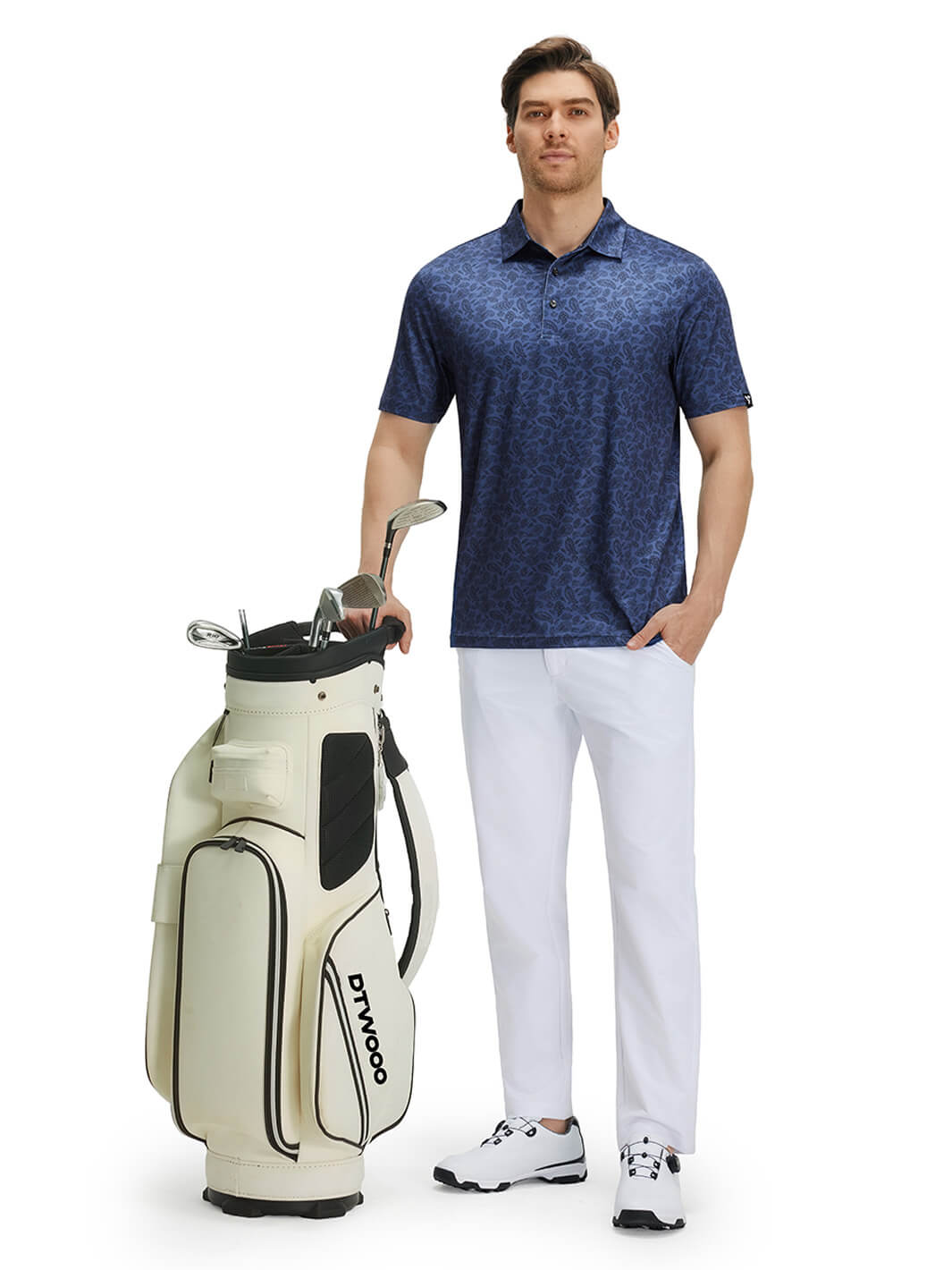 Print Performance Golf Shirt For Men-Dark Paisley