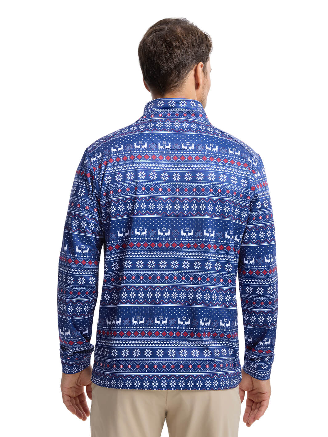 Print Performance Golf Quarter Zip For Men-Christmas