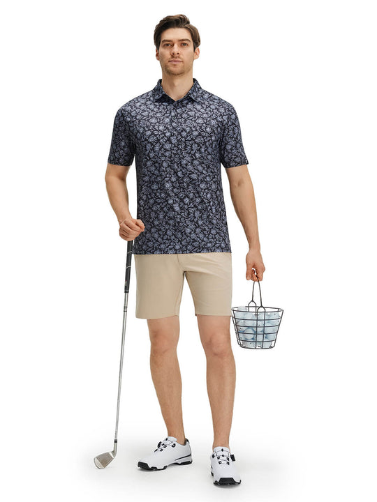 Print Performance Golf Shirt For Men-Morning Glory