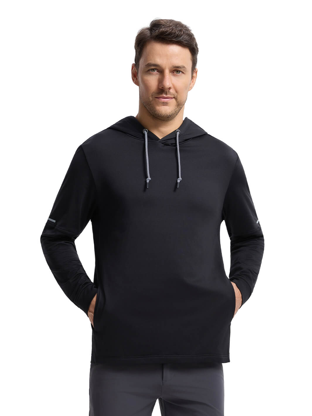 Solid Performance Fleece Golf Hoodie For Men-Meteorite
