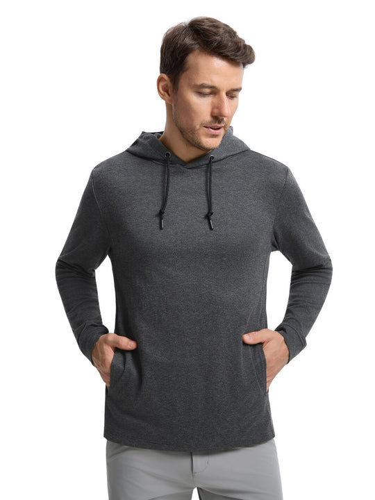 Herringbone Performance Golf Hoodie For Men-Black