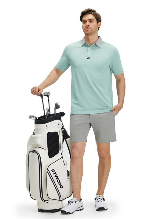 Tech Pique Performance Golf Shirt For Men-Beryl Green