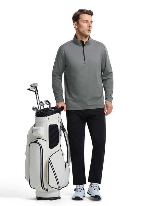 Solid Performance Fleece Golf Quarter Zip For Men-Eiffel Tower