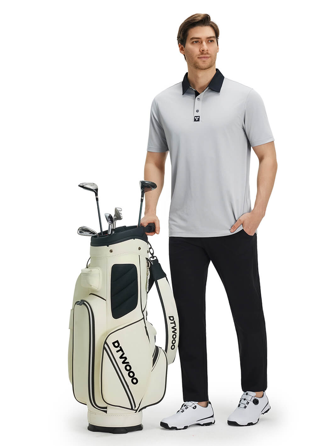 Tech Pique Performance Golf Shirt For Men-Light Grey