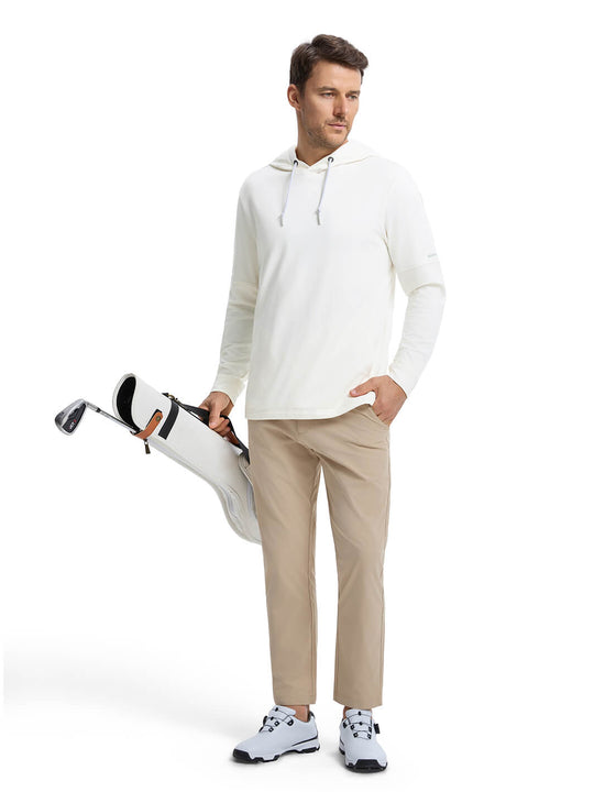 Solid Performance Fleece Golf Hoodie For Men-Cloud Dancer
