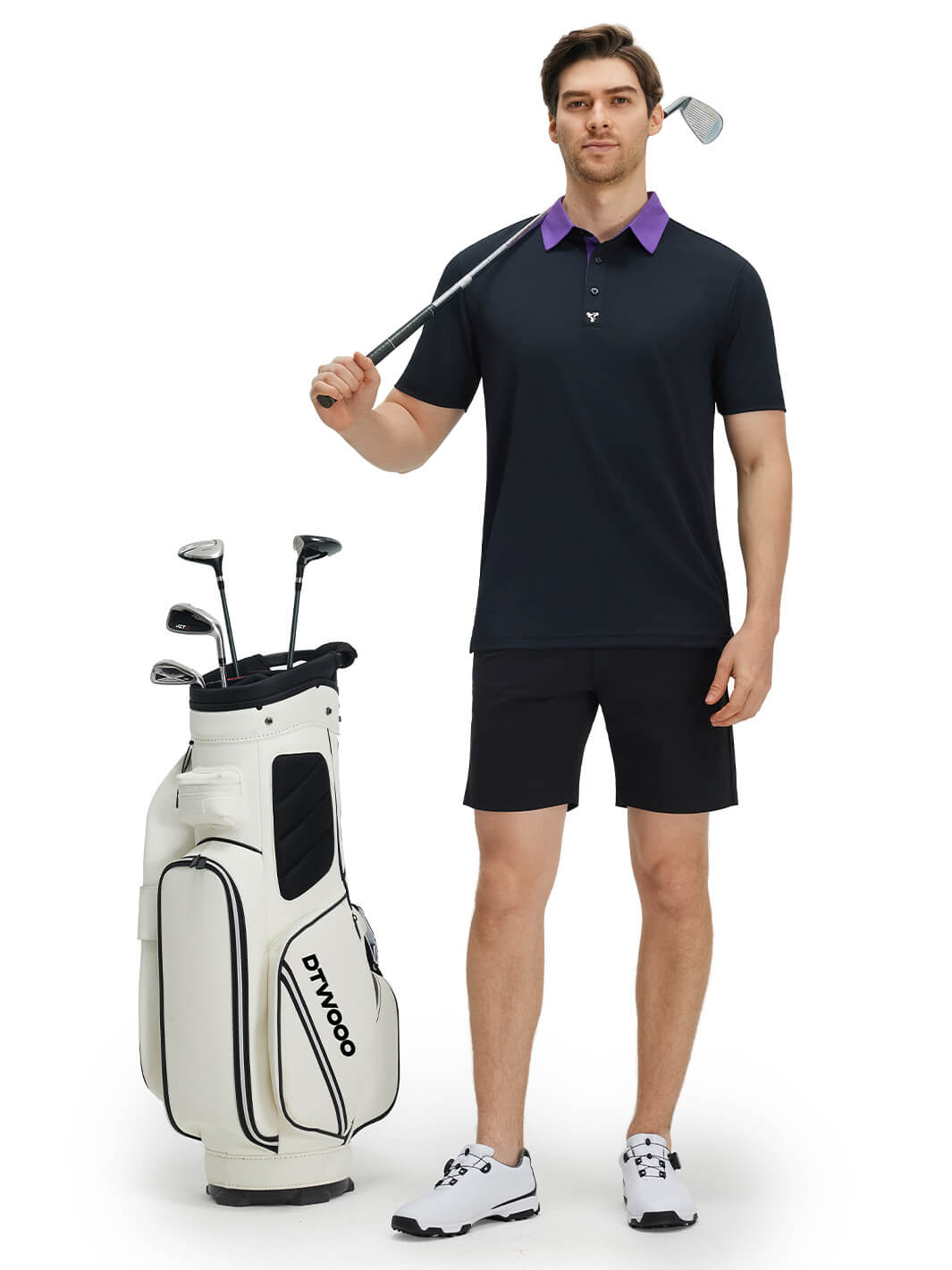 Tech Pique Performance Golf Shirt For Men-Black
