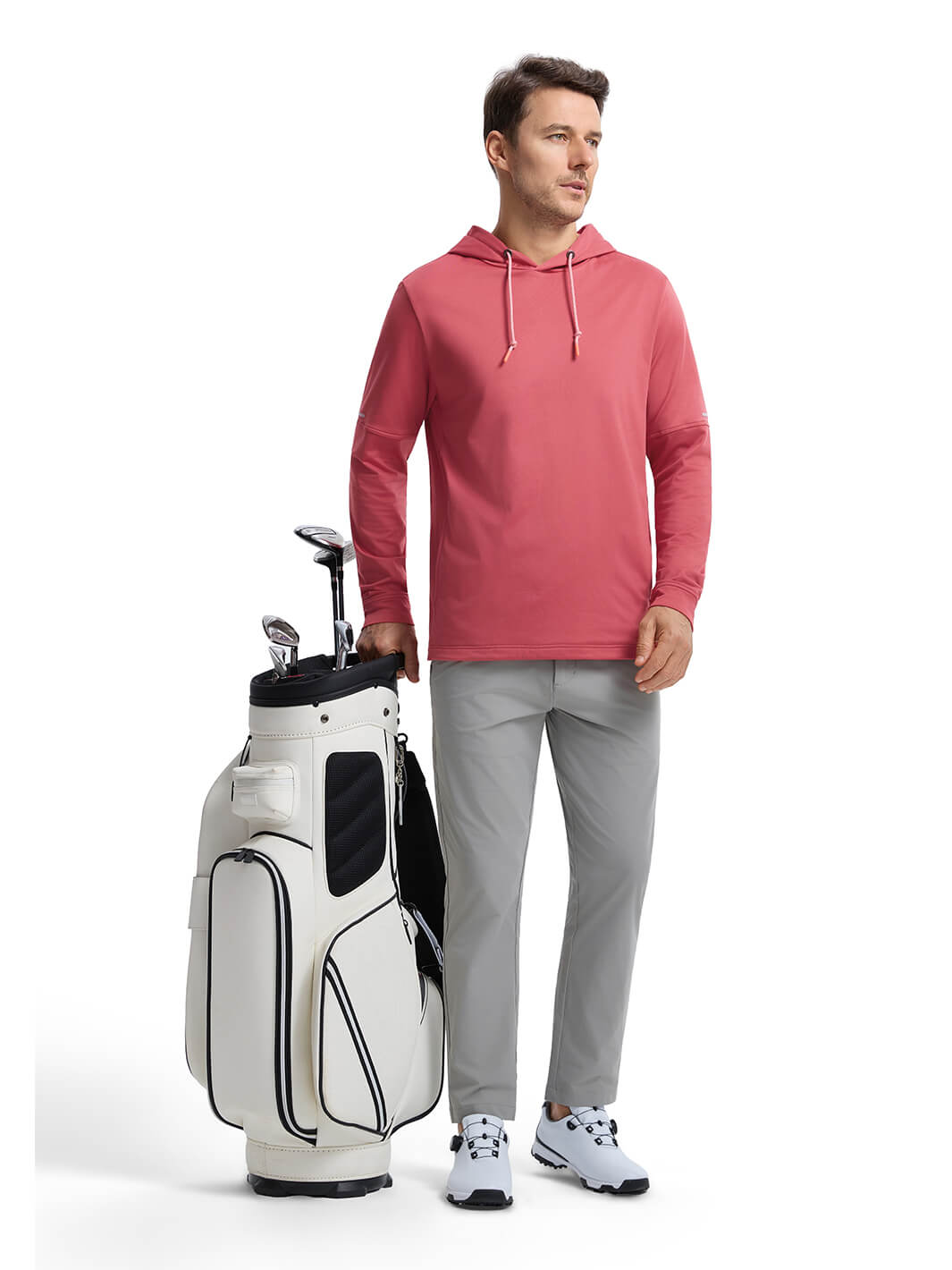 Solid Performance Fleece Golf Hoodie For Men-Baked Apple
