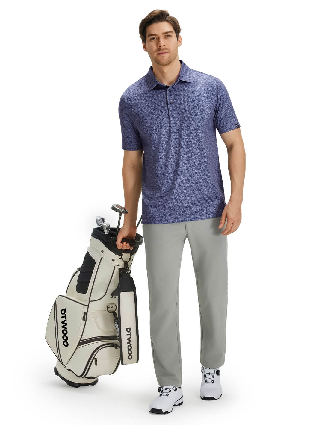 Print Performance Golf Shirt For Men-Grey Totem