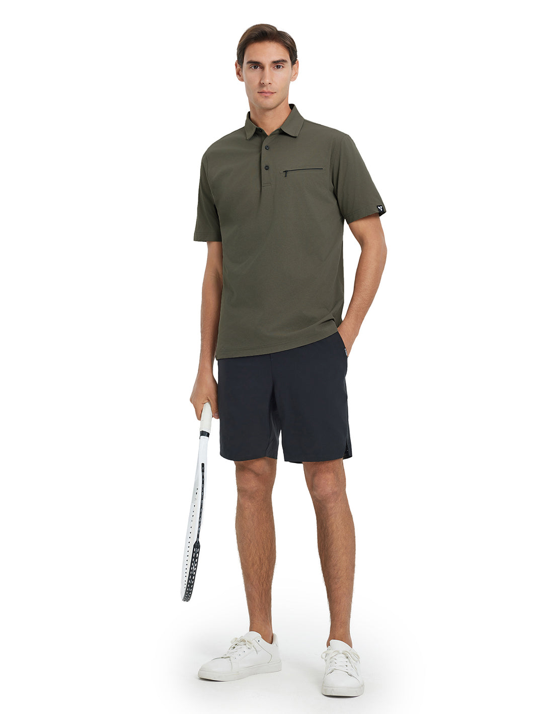 Hidden Zip Pocket Performance Polo-TAUPE