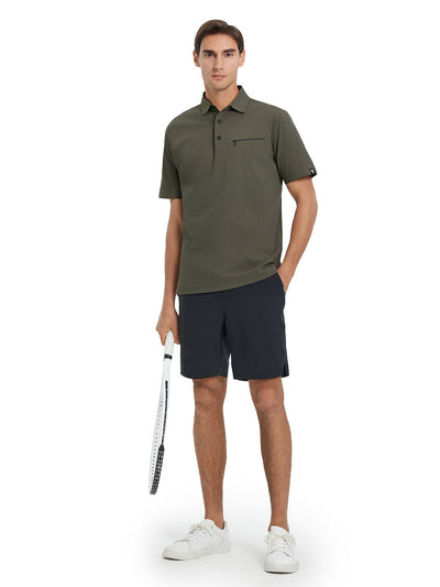Hidden Zip Pocket Performance Polo-TAUPE