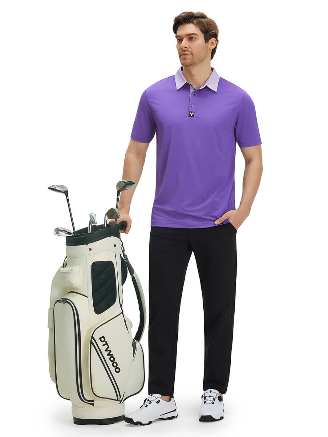 Tech Pique Performance Golf Shirt For Men-Purple