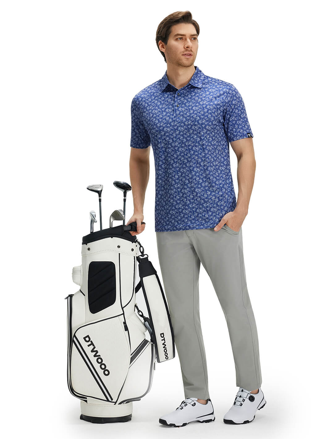 Print Performance Golf Shirt For Men-Bamboo