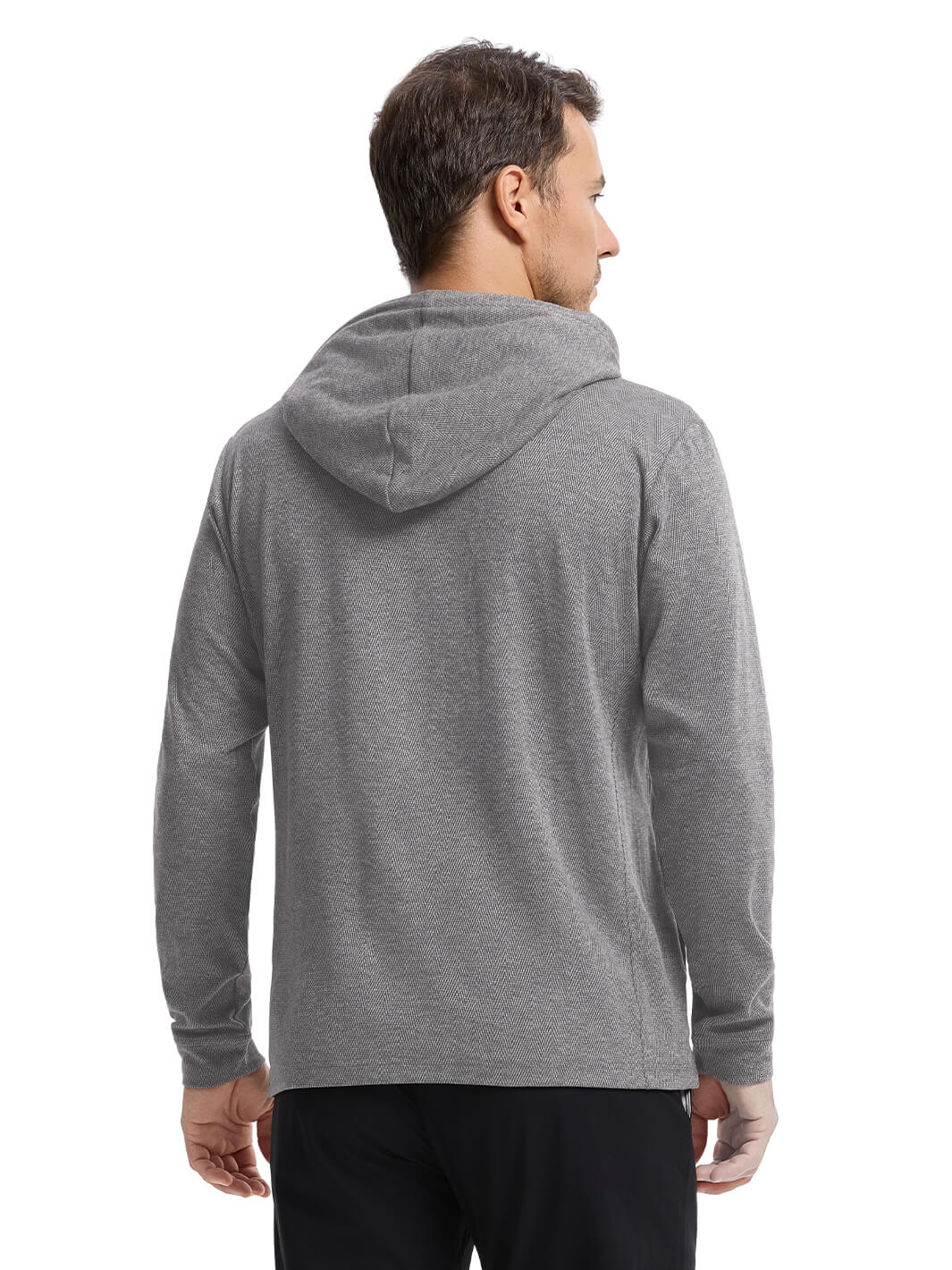 Herringbone Performance Golf Hoodie For Men-Mocha