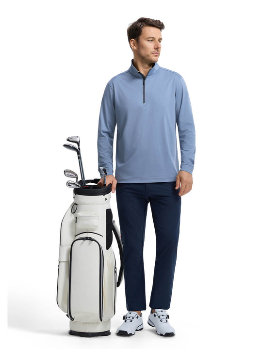 Solid Performance Golf Quarter Zip For Men-Steel Blue