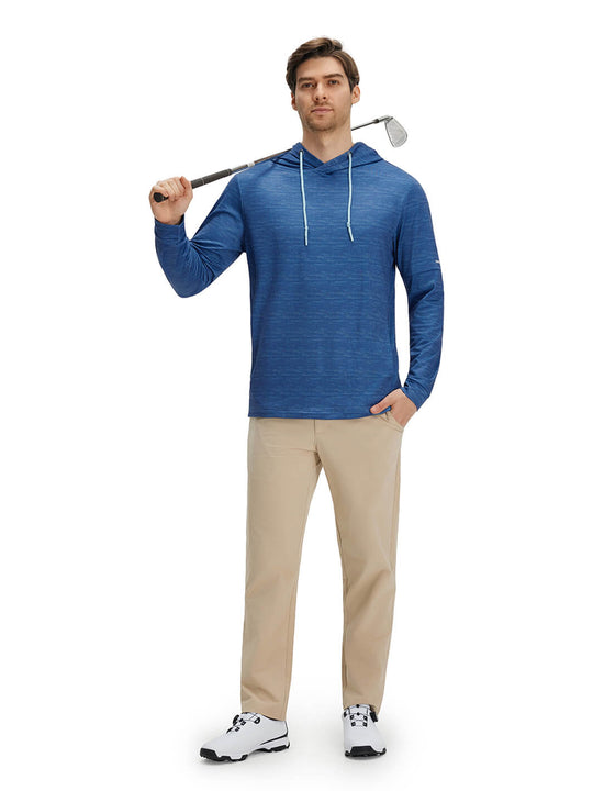 Print Performance Fleece Golf Hoodie For Men-Space Dye