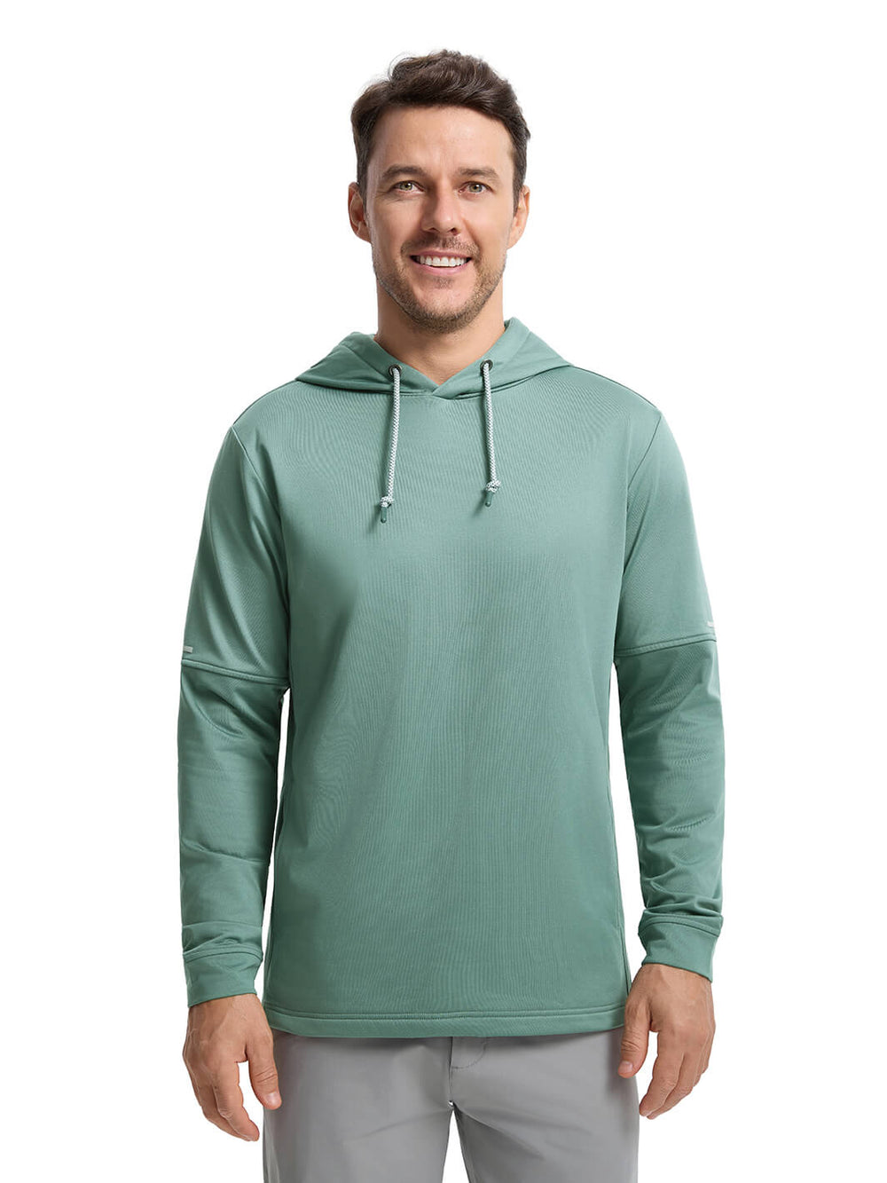 Solid Performance Fleece Golf Hoodie For Men-Silver Pine