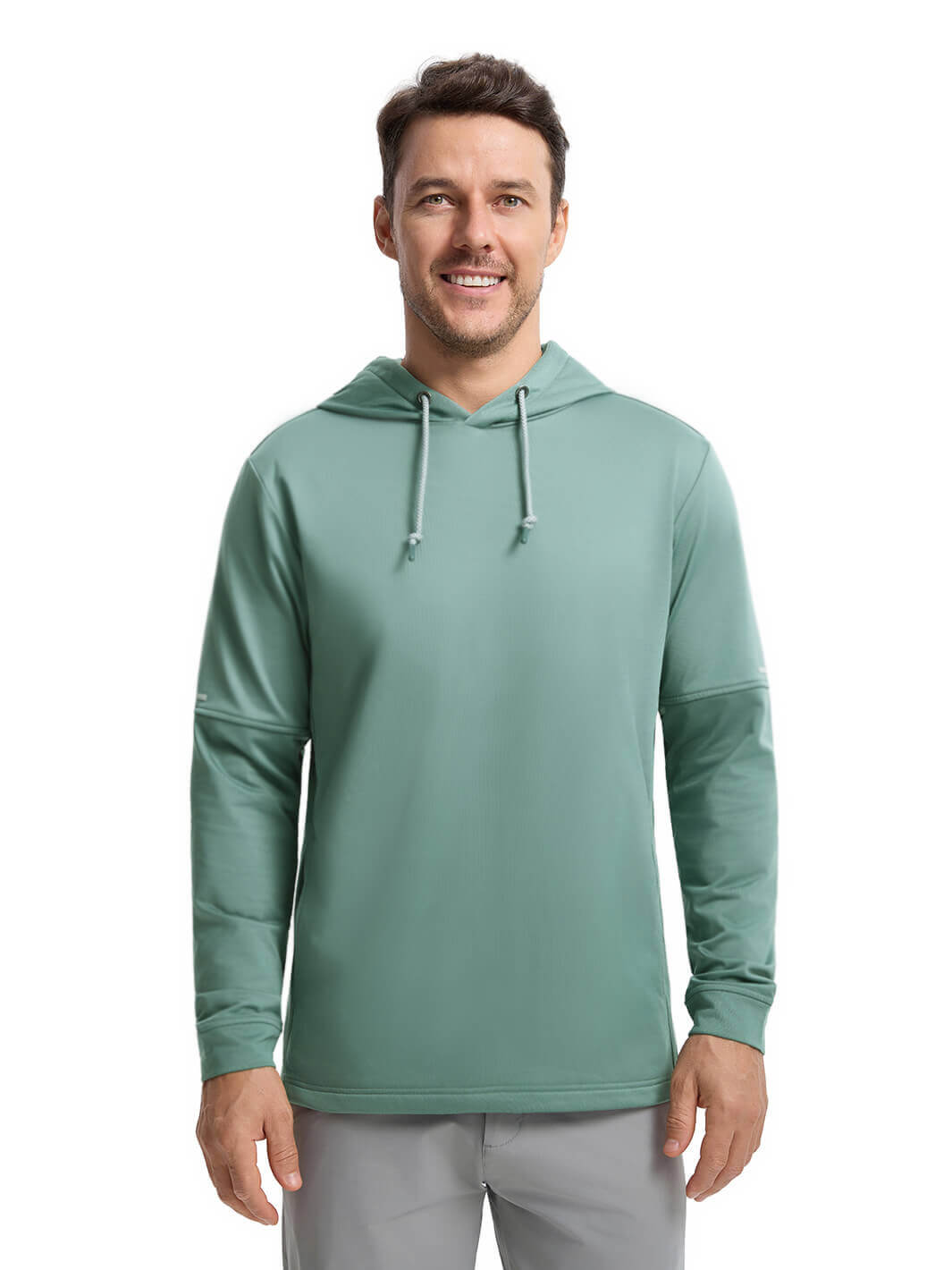 Solid Performance Fleece Golf Hoodie For Men-Silver Pine