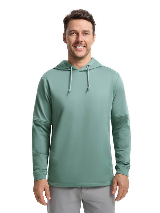 Solid Performance Fleece Golf Hoodie For Men-Silver Pine