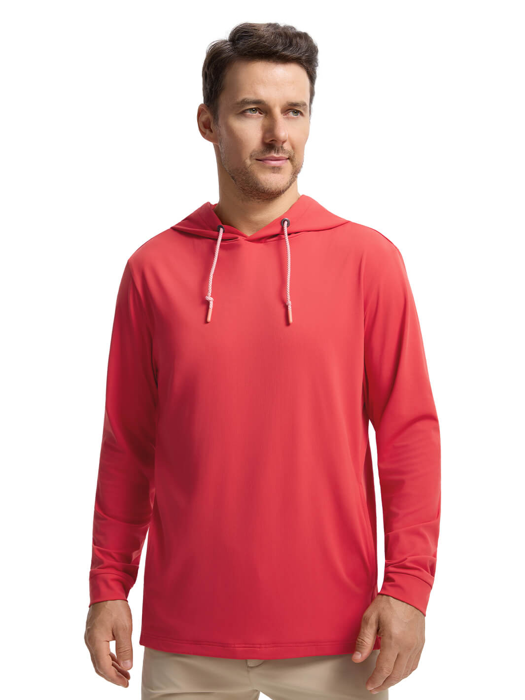 Solid Performance Golf Hoodie For Men-Oxford Red