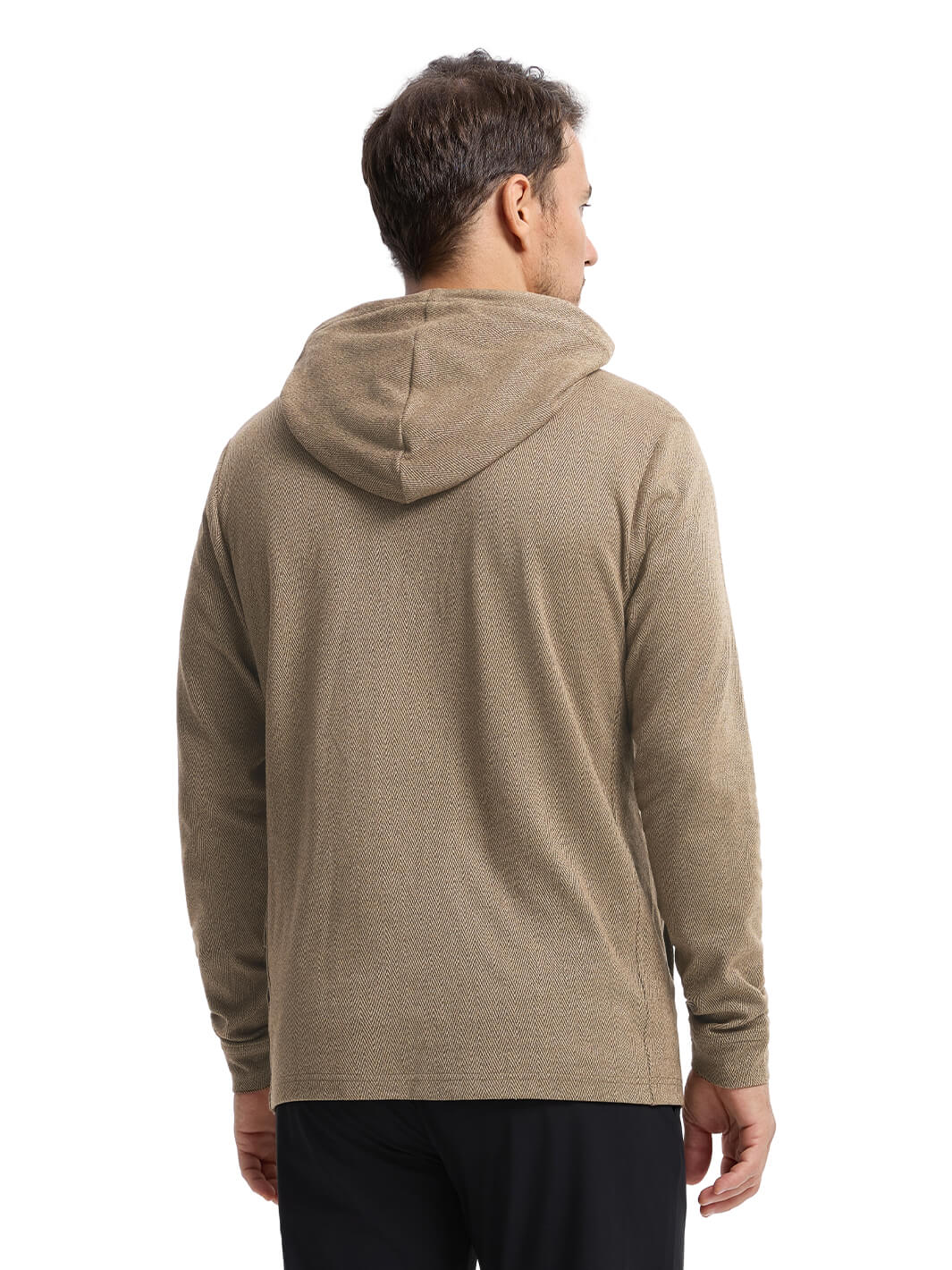 Herringbone Performance Golf Hoodie For Men-Caramel