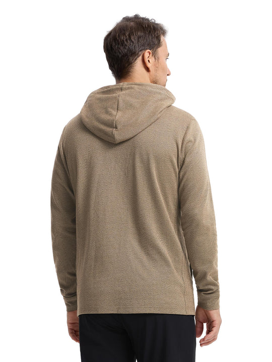Herringbone Performance Golf Hoodie For Men-Caramel