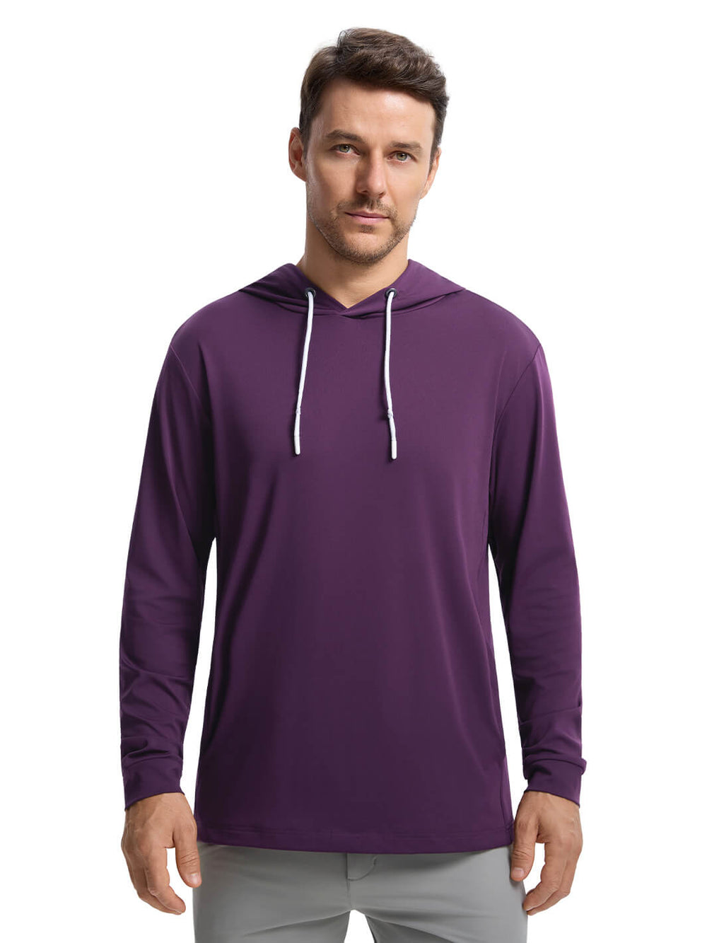 Solid Performance Golf Hoodie For Men-Ink Purple