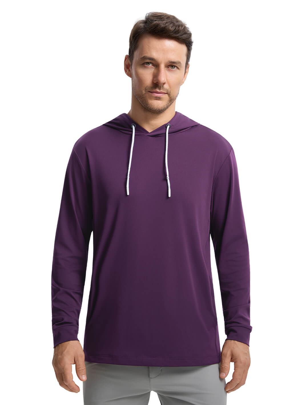 Solid Performance Golf Hoodie For Men-Ink Purple
