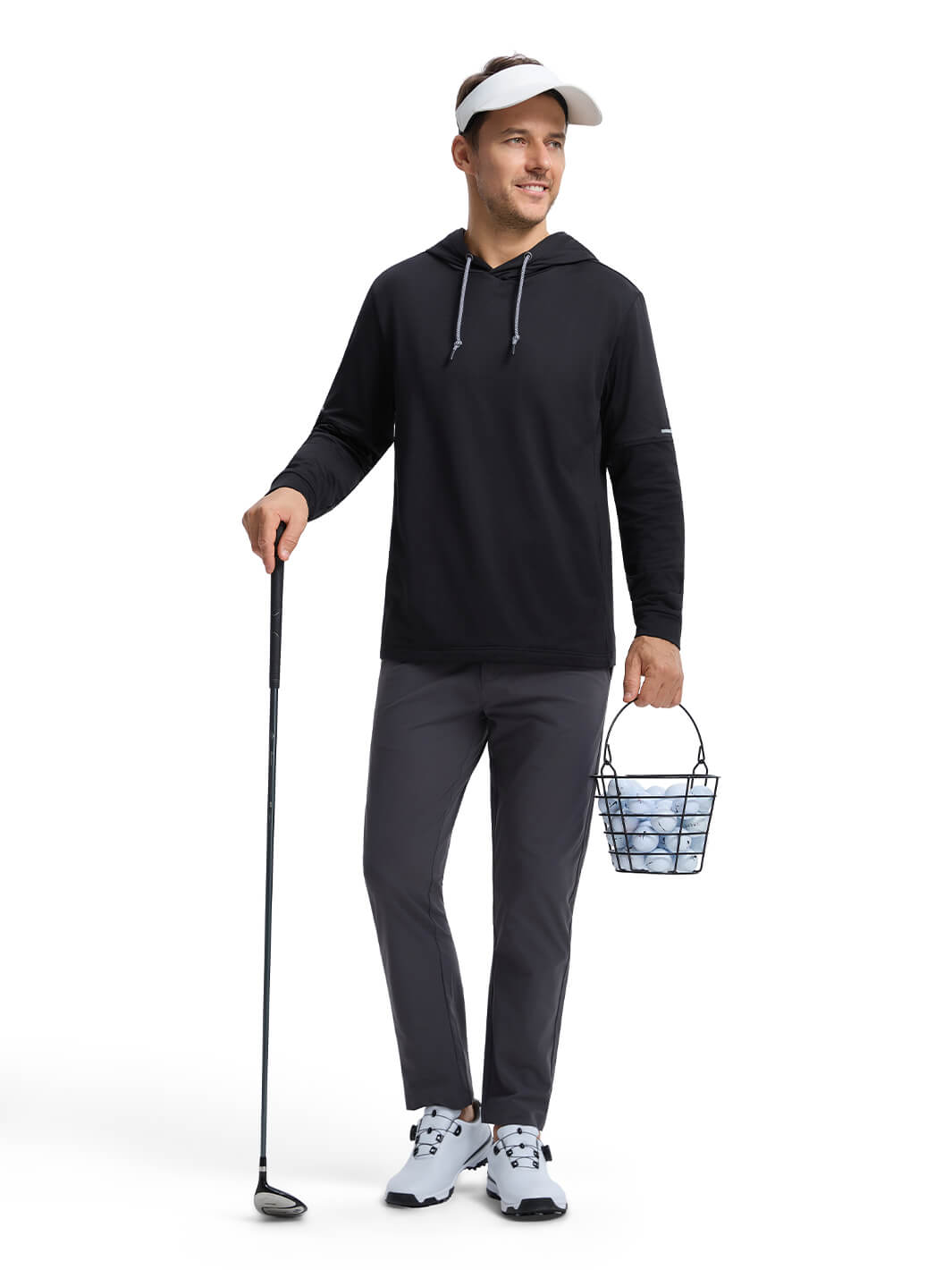 Solid Performance Fleece Golf Hoodie For Men-Meteorite