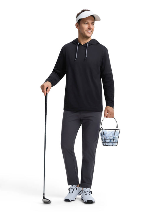 Solid Performance Fleece Golf Hoodie For Men-Meteorite