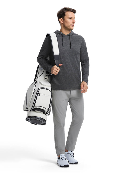Herringbone Performance Golf Hoodie For Men-Black