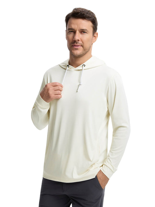 Solid Performance Golf Hoodie For Men-Cream