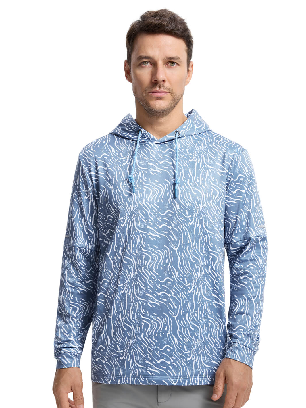 Print Performance Fleece Golf Hoodie For Men-Ripple
