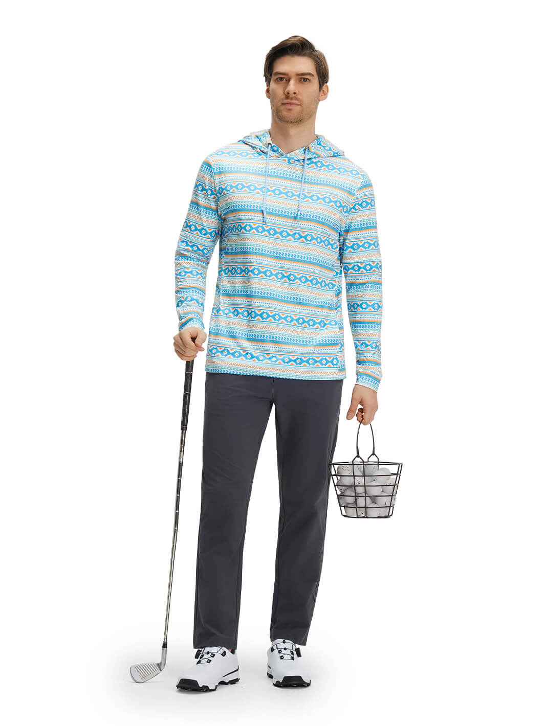 Print Performance Fleece Golf Hoodie For Men-Ethnic