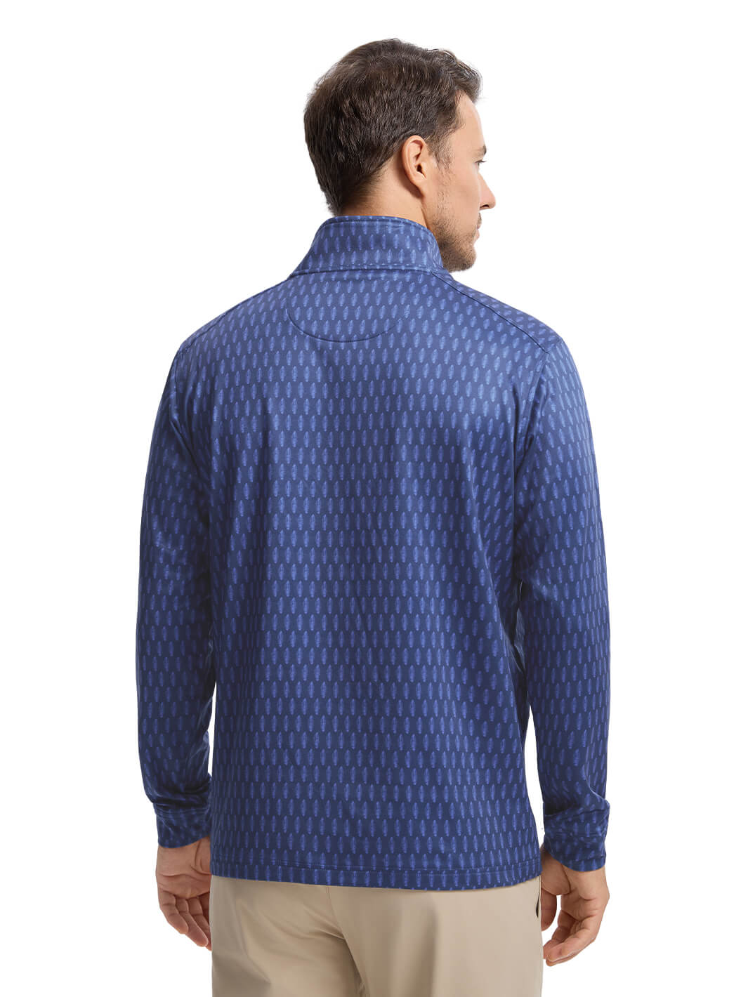 Print Performance Golf Quarter Zip For Men-Vein